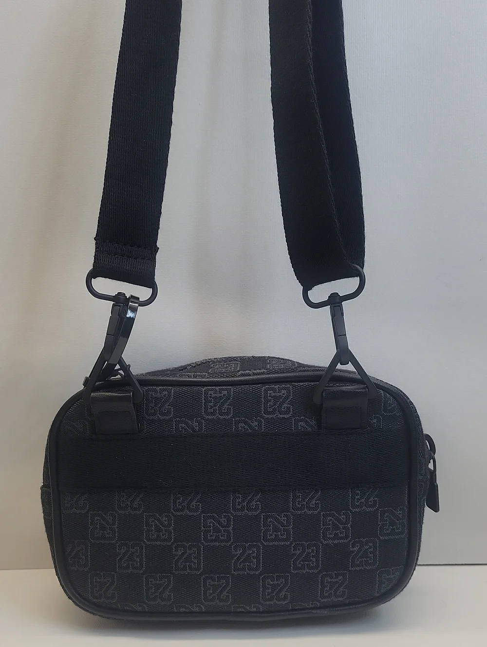 New! Jordan Jam 23 Monogram Jacquard Camara Crossbody Bag Black